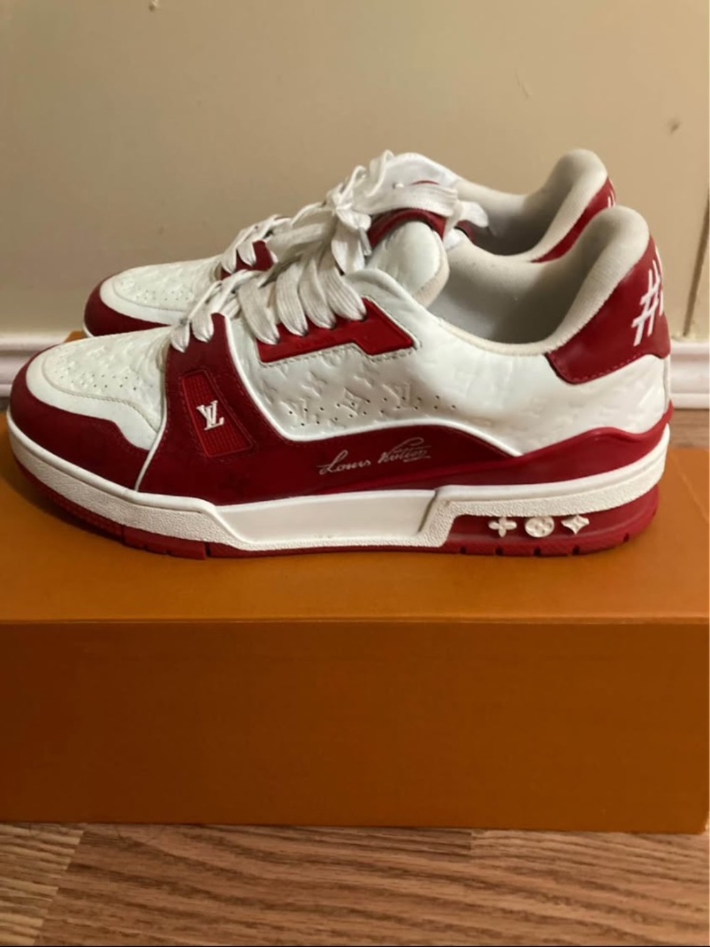 Louis Vuitton White & Red Low-Top Men's Sneakers